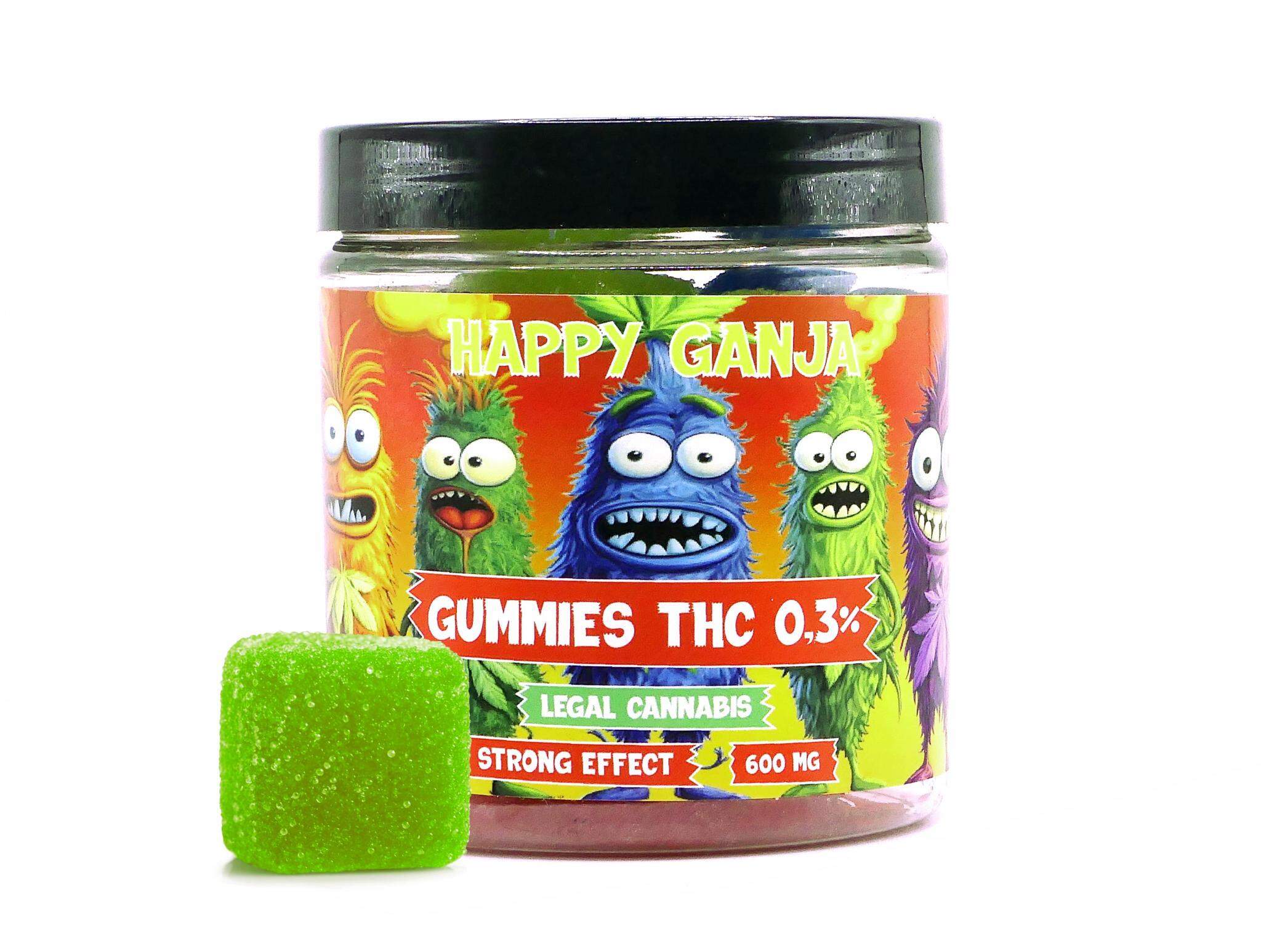 HAPPY GANJA EXTRA STARKE GUMMIBÄRCHEN 600MG - GLAS MIT 20